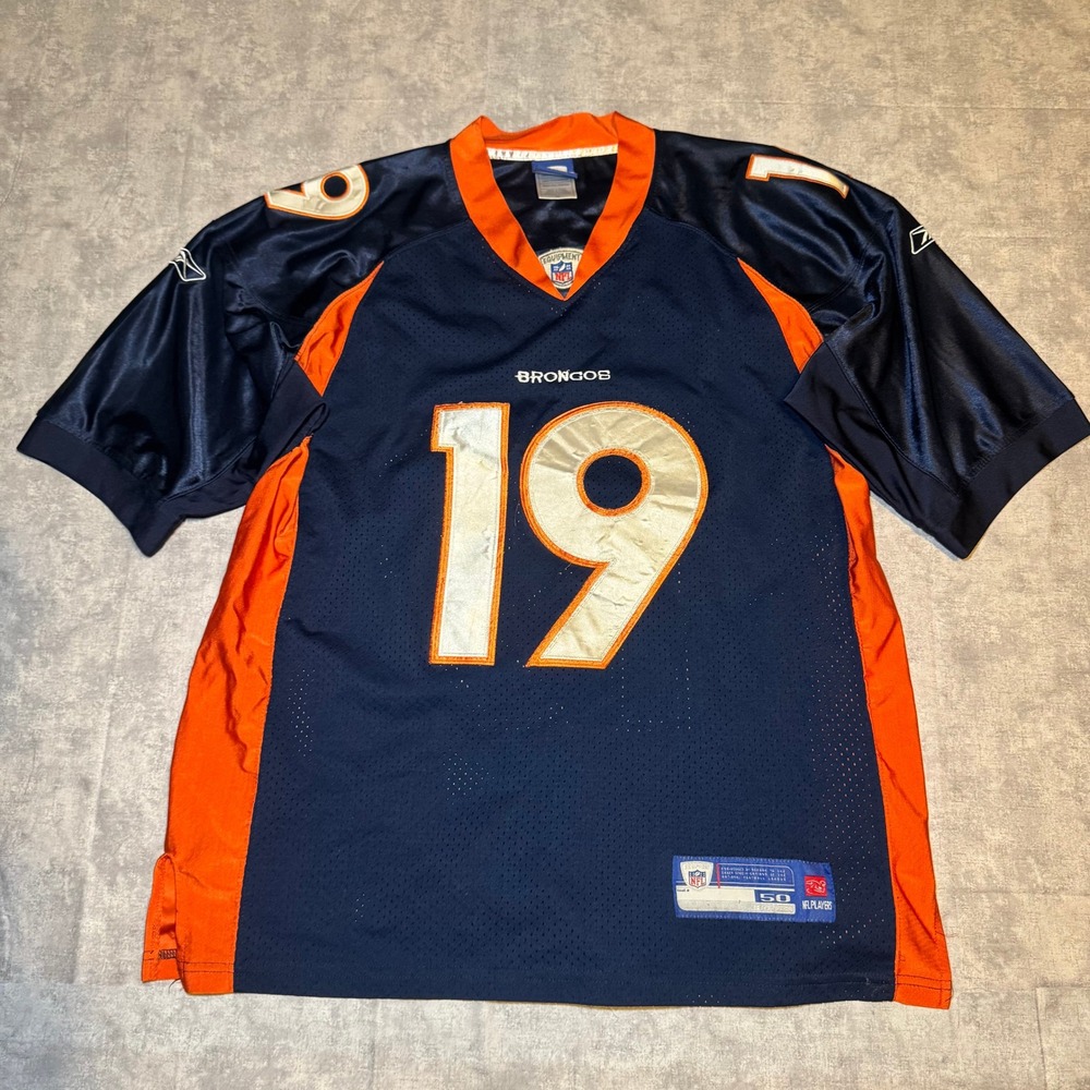 Reebok NFL Denver Broncos Eddie Royal 19 Jersey Navy Orange Size 50 Stitched
